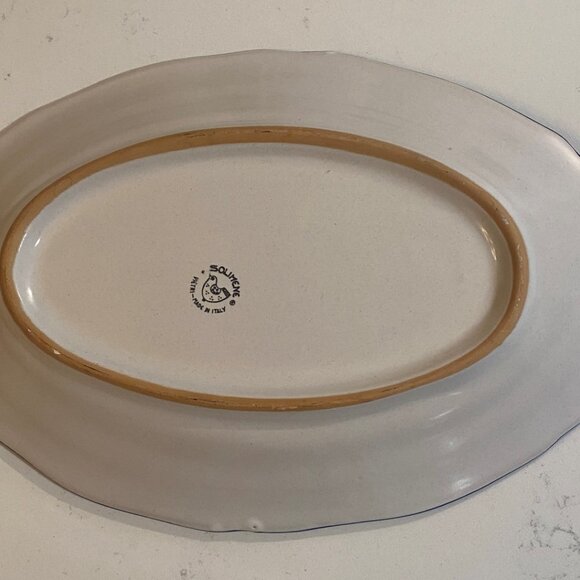 Vietri Solimene Hand Painted Lemon Blue & Yellow Serving Platter Italy 13" - Picture 4 of 5